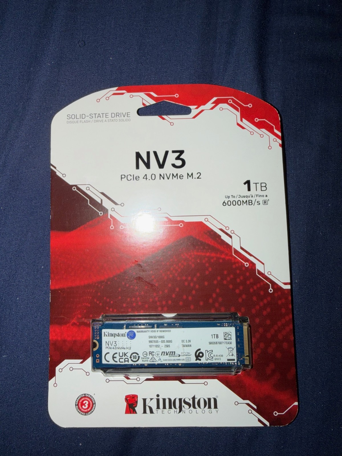 Kingston NV3 1TB M.2 2280 NVMe SSD | PCIe 4.0 Gen 4x4 | Up to 6000 MB/s
