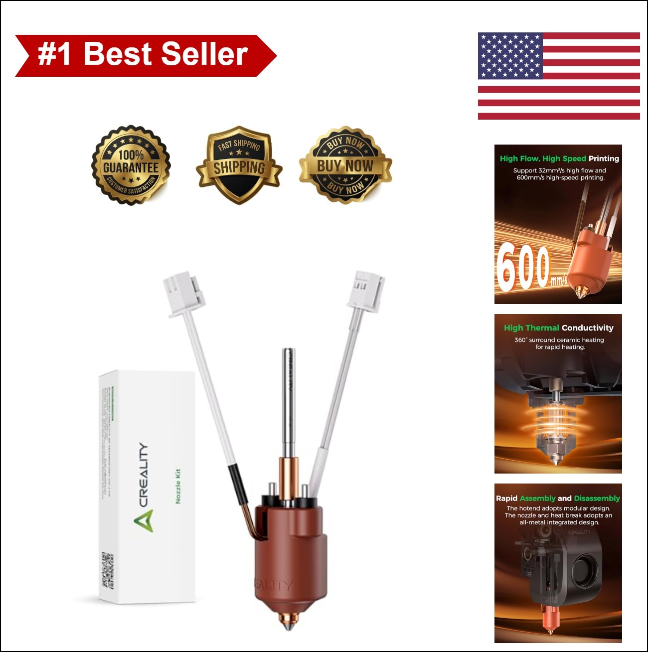 Ceramic Heating Block Kit Quick Swap Nozzle 300C High Temp All Metal Hotend for