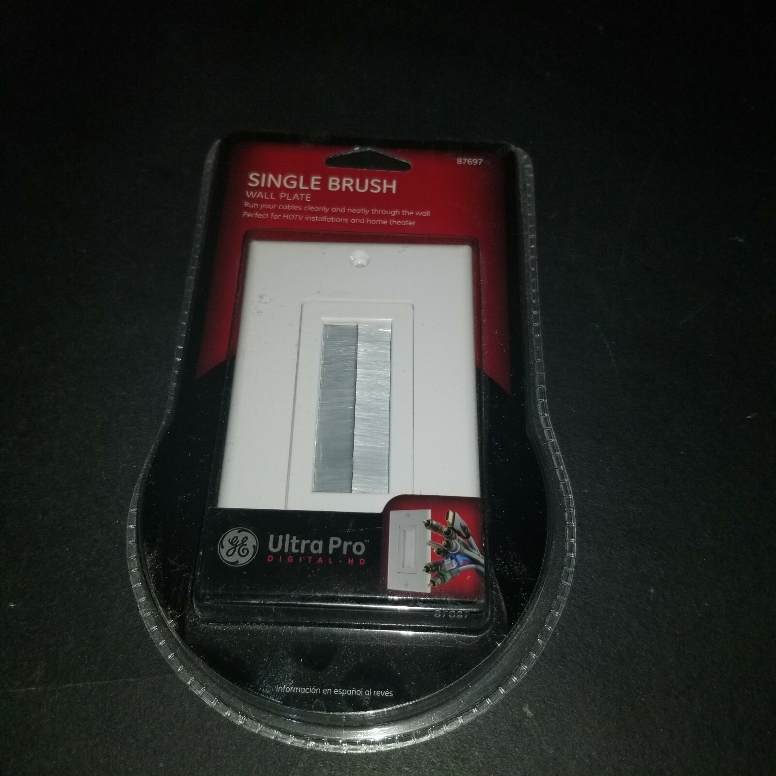 Single Brush Wall Plate White GE Ultra Pro Model 87697 Home Theater HDTV install