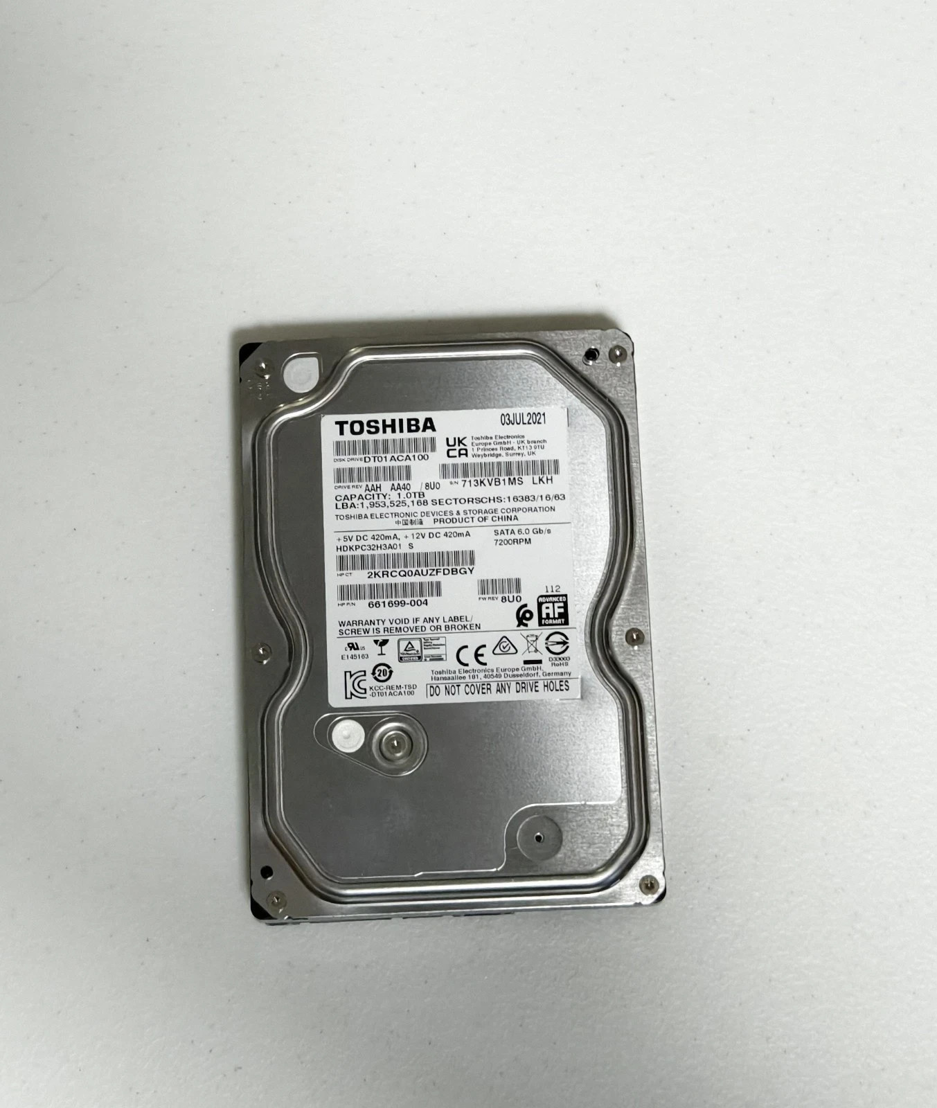 Toshiba 1000GB Internal 7200RPM 3.5" (DT01ACA100) HDD