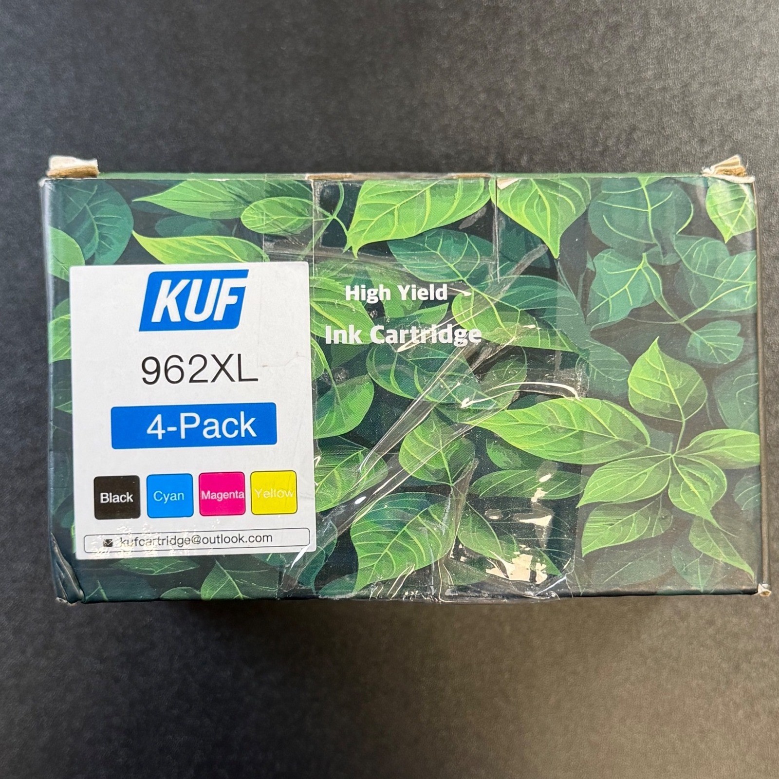 KUF 962XL High Yield Ink Cartridge 4-Pack Black Cyan Magenta Yellow Open Box JB4