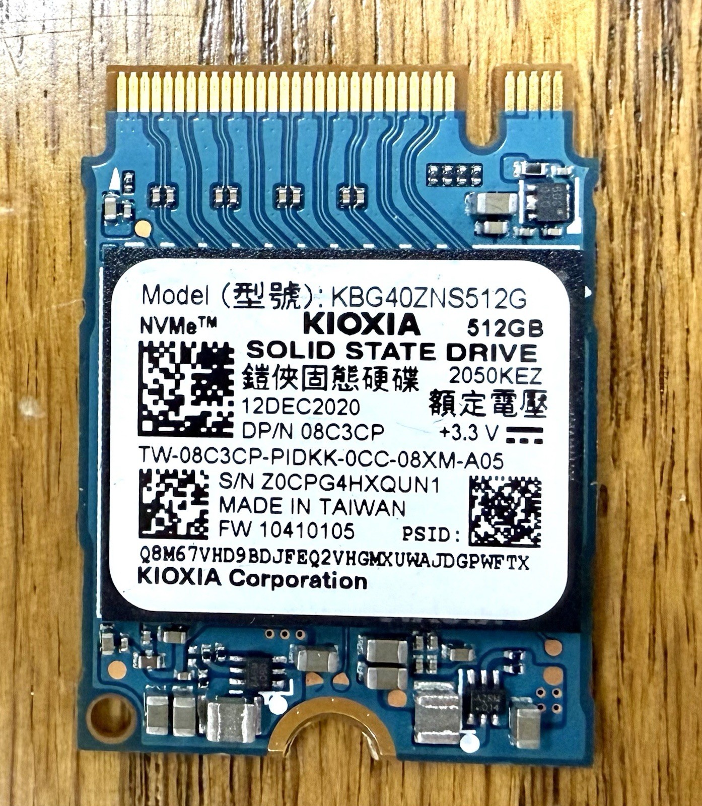 Genuine 512GB NVMe SSD M.2 2230 KIOXIA BG4 KBG40ZNS512G PCIe Gen3 Excellent