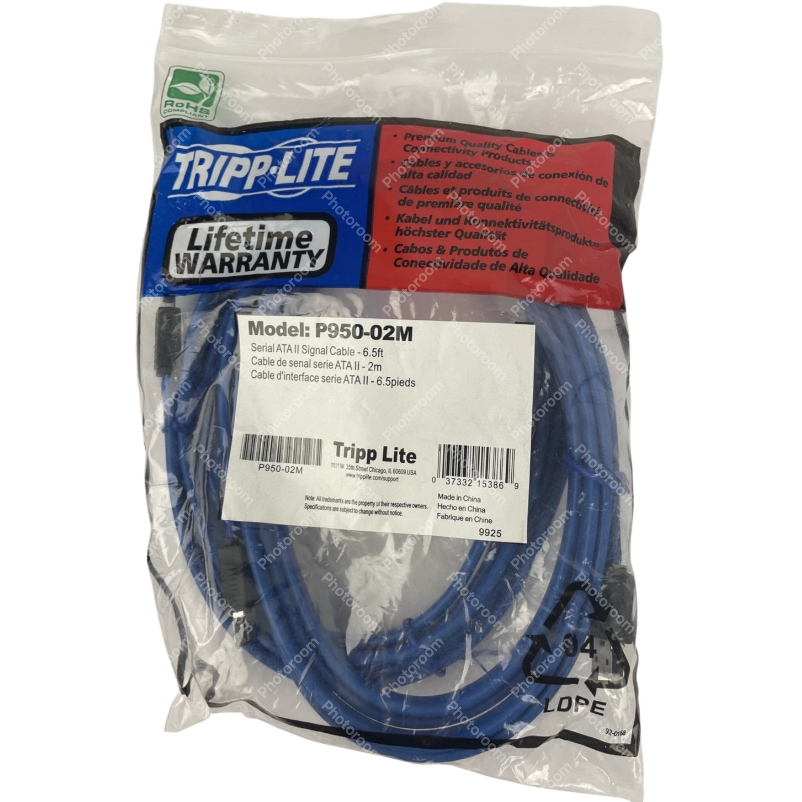 Lot of 2 x Tripp Lite P950-02M Serial ATA II Signal Cable M/M 6.5ft