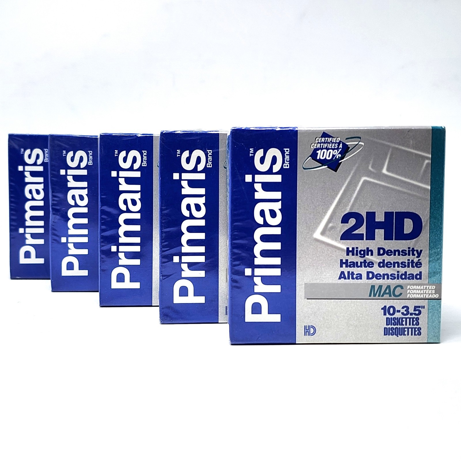 Lot of 5 PRIMARIS 3.5" Floppy Disk 2HD MAC Formatted 10 Pack Boxes SEALED