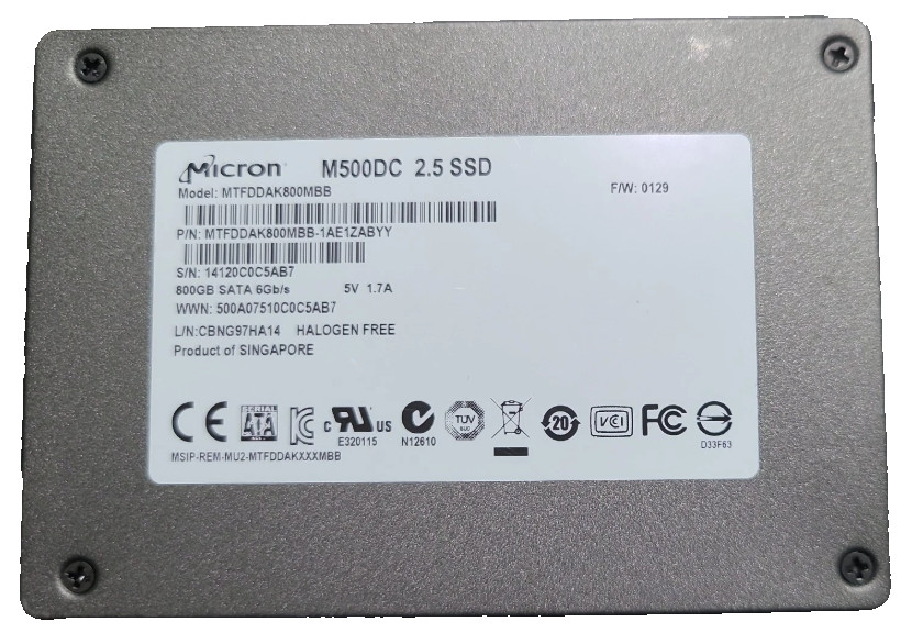 Micron M500DC 800GB , 2.5" SSD SATA Drive
