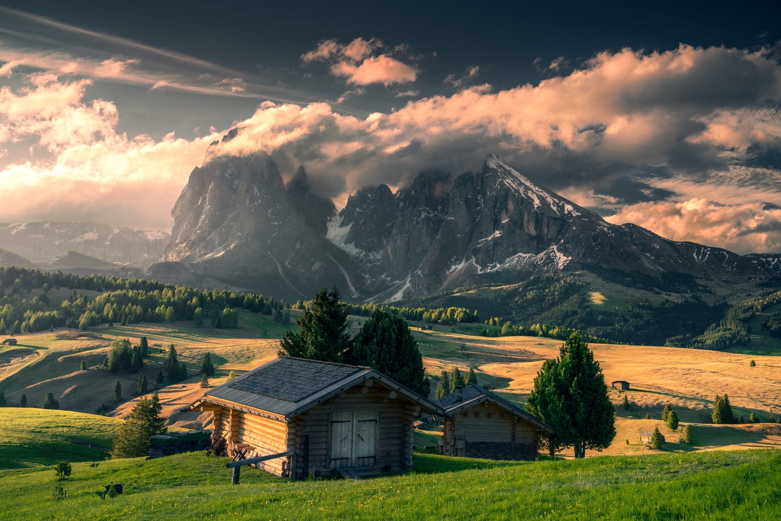 Landscape nature italy house mountains clouds field Custom Gaming Mat Desk