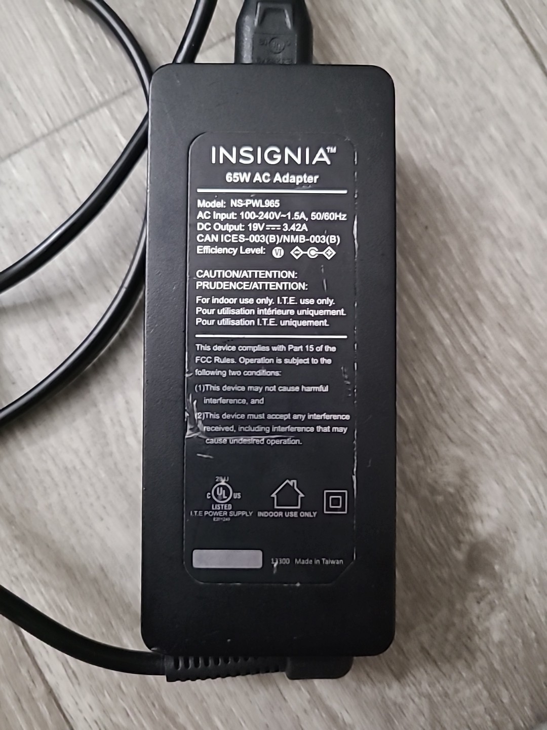 Original Insignia NS-PWL965 Power Supply AC/DC Adapter 19V 3.42A 65W