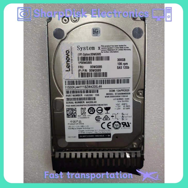 FIT FOR Lenovo 00WG685 00WG686 300GB 10K 12Gbps SAS 2.5" G3HS M5 X6 Hard Drive
