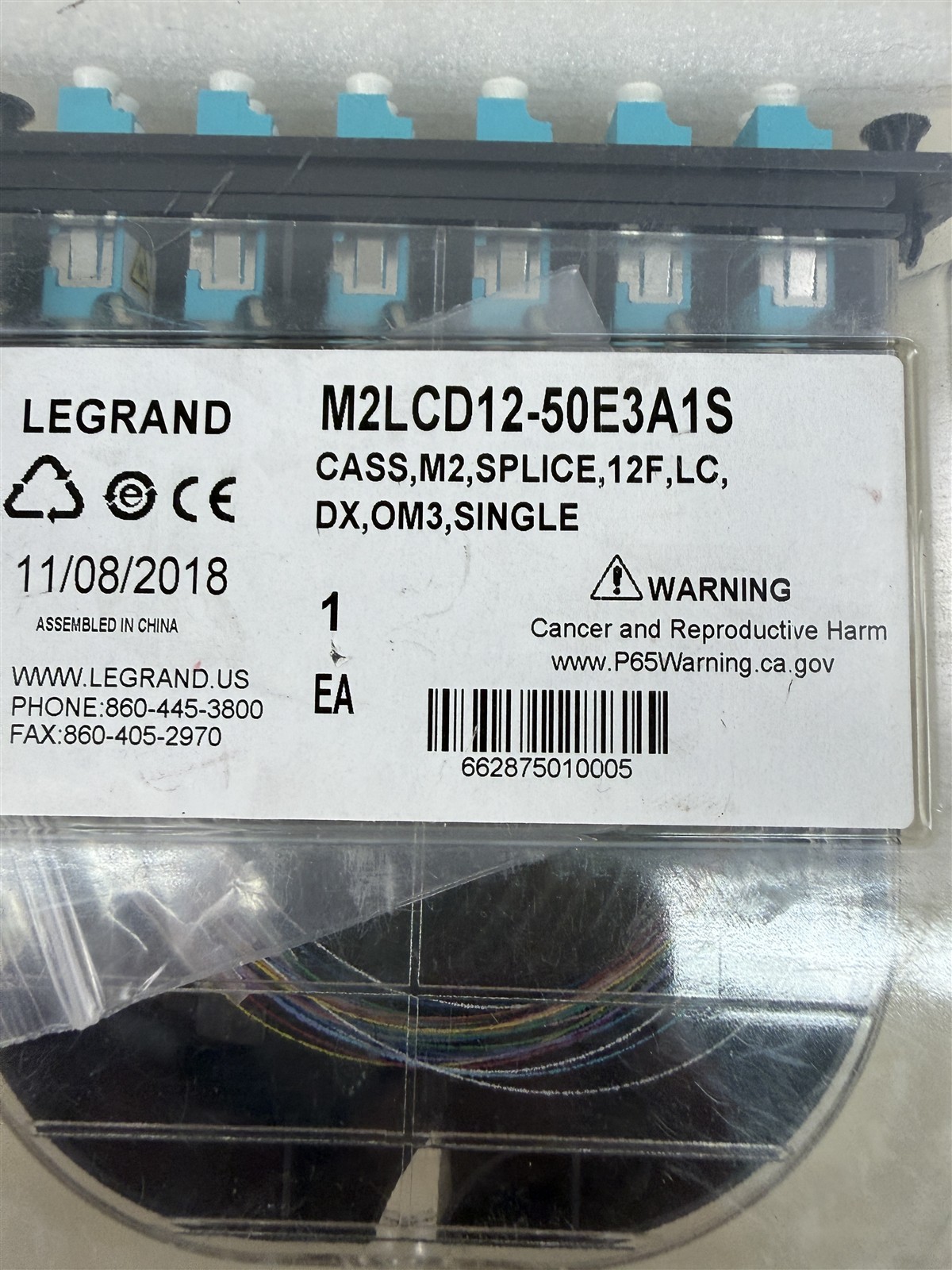 Legrand Ortronics M2LCD12-50E3A1S 12-Fiber LC Duplex OM3/OM4 Splice Cassette