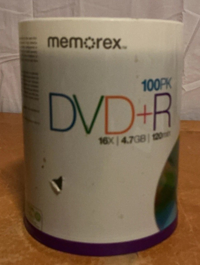 Memorex 100 Pack DVD+R 16X 4.7Gb 120 Minutes New Sealed Stack