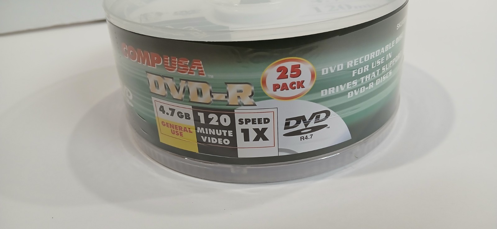 NEW 25 Pack DVD-R 4.7 GB 120 Minute DVD Recordable Discs CompUSA Still SEALED