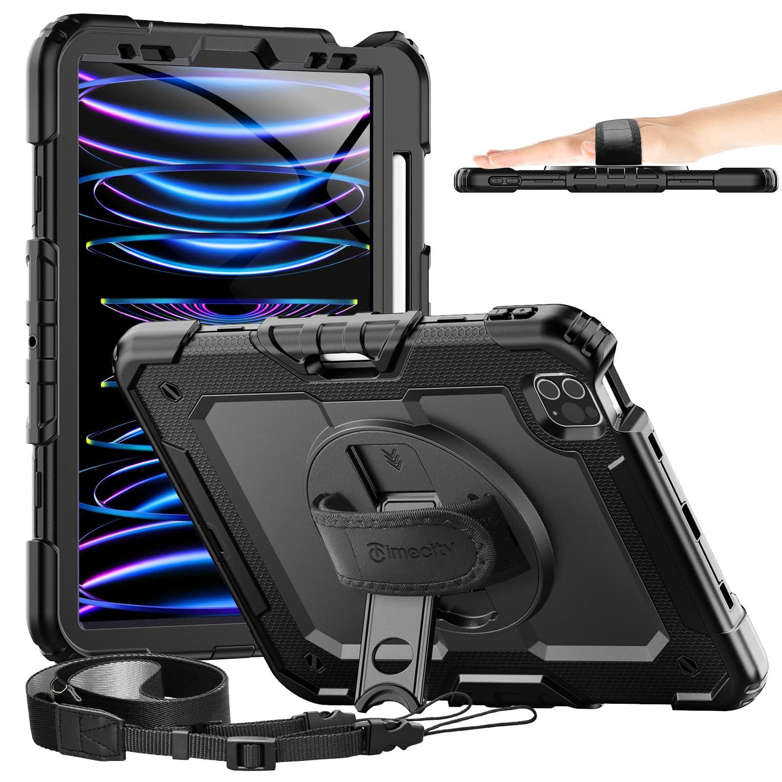 Timecity Case for iPad Pro 11 inch 1st, 11 inch, Black+Black
