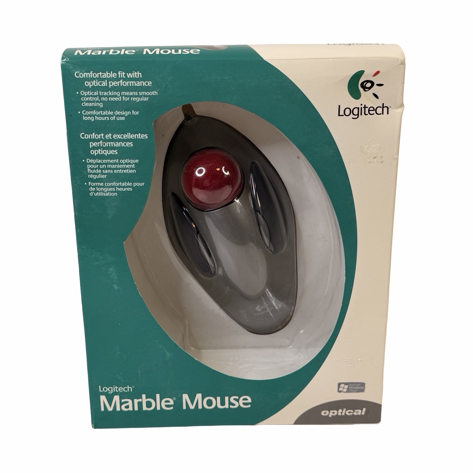 Logitech Marble Mouse Optical Trackball 904360-0403 USB New Open Box PC Mac