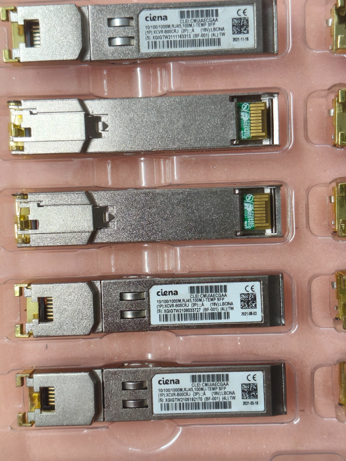 1PC Ciena 10/100/1000M RJ45 100m I-EMP SFP . XCVR-B00CRJ ,CMUIAECGAA Module