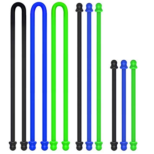 9Pcs 4in, 6in, 12in Silicone Cable Tie, Cord Organizer for 4+6+12 Inch（9pcs)