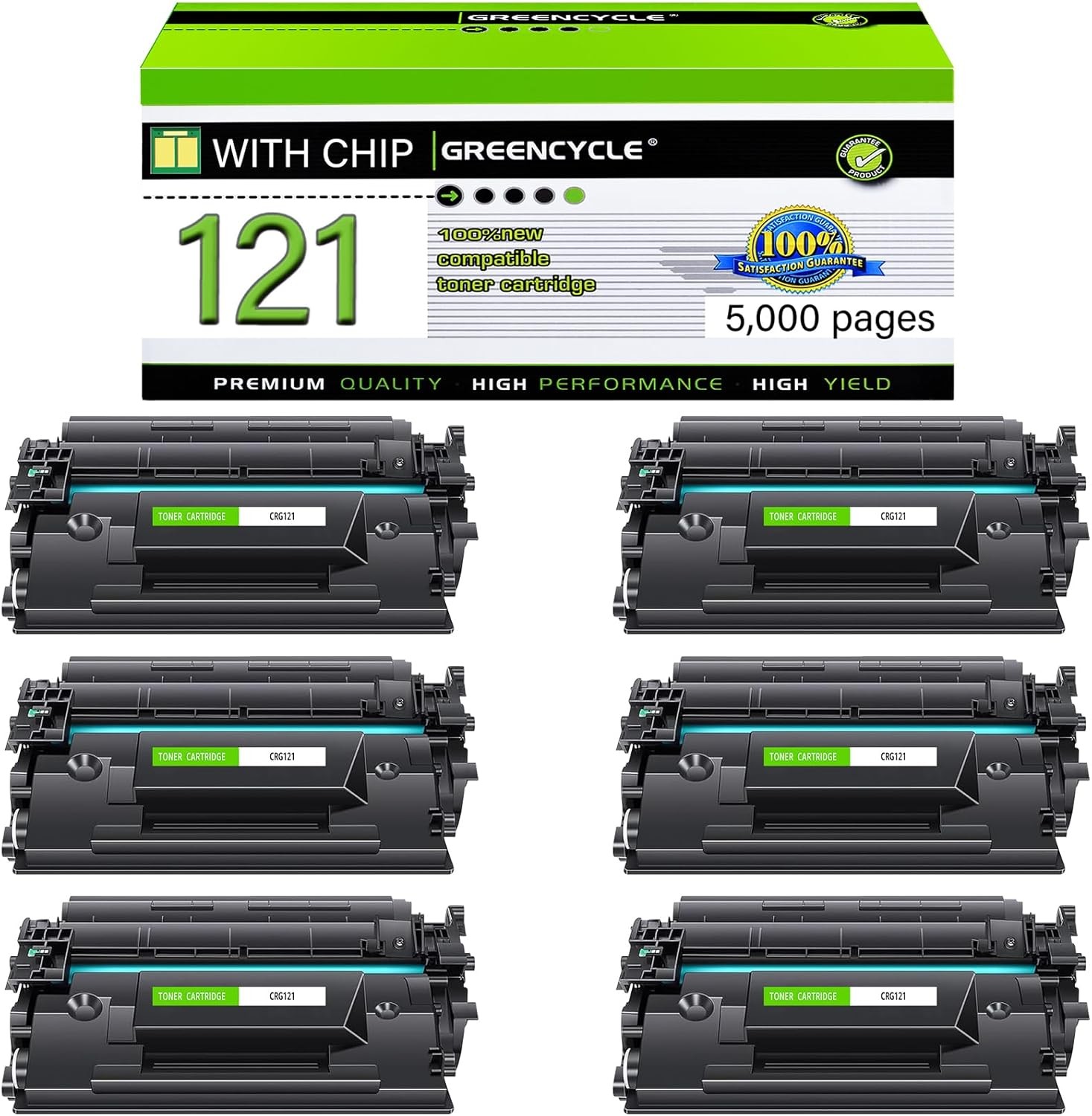 CRG121 6PK Compatible With Canon 121 Black Toner 3252C001 ImageClass D1650 D1620