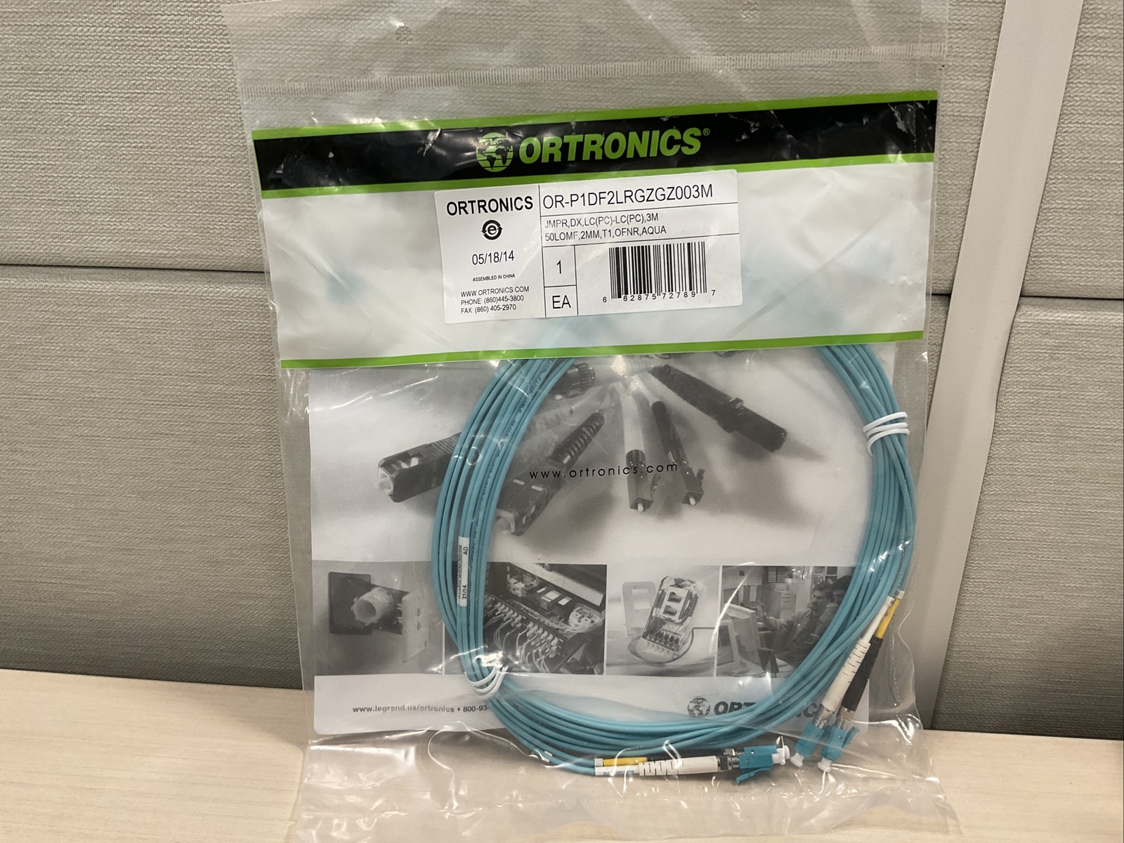 Ortronics OR-P1DF2LRGZGZ003m Jumper Brand New Fiber Optic Cable