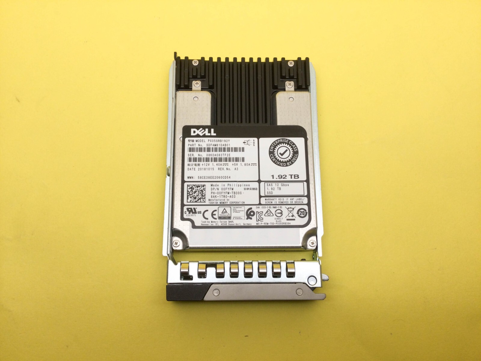 0FYFW Dell 1.92TB SAS 12Gb/s 512n Read Intensive 2.5'' SSD PX05SRB192Y Gen 14th
