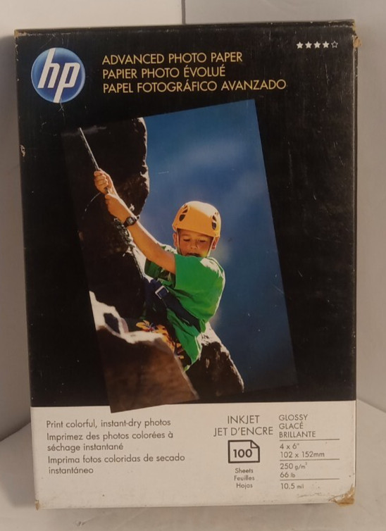 Hp Advanced Photo Paper Glossy Hewlett Packard (Q6638A) 4 x 6, 100 Sheets NEW