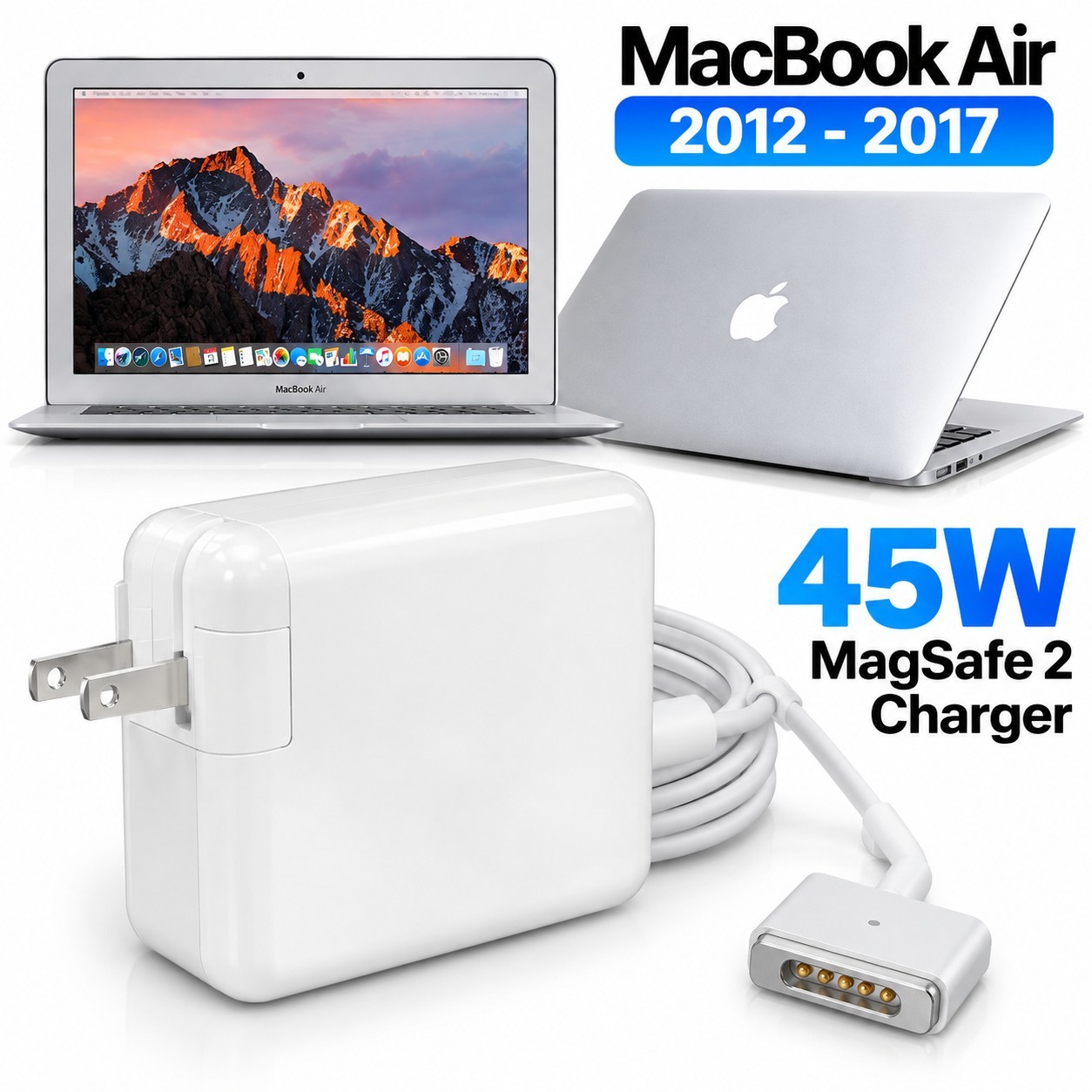 Apple MACBOOK AIR Charger 45W 2012, 2013, 2014, 2015, 2016, 2017 MagSafe 2 - NEW