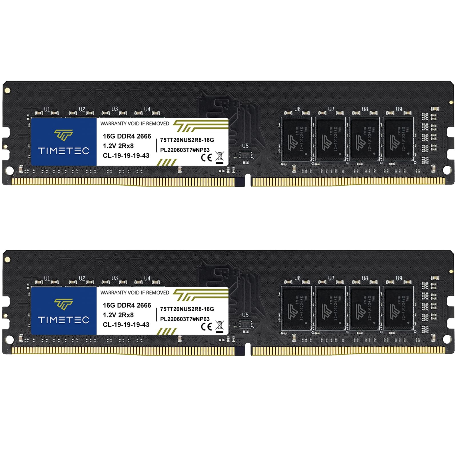 Timetec 32GB KIT (2x16GB) DDR4 2666MHz Dual Rank KIT(2x16GB), Multicolor