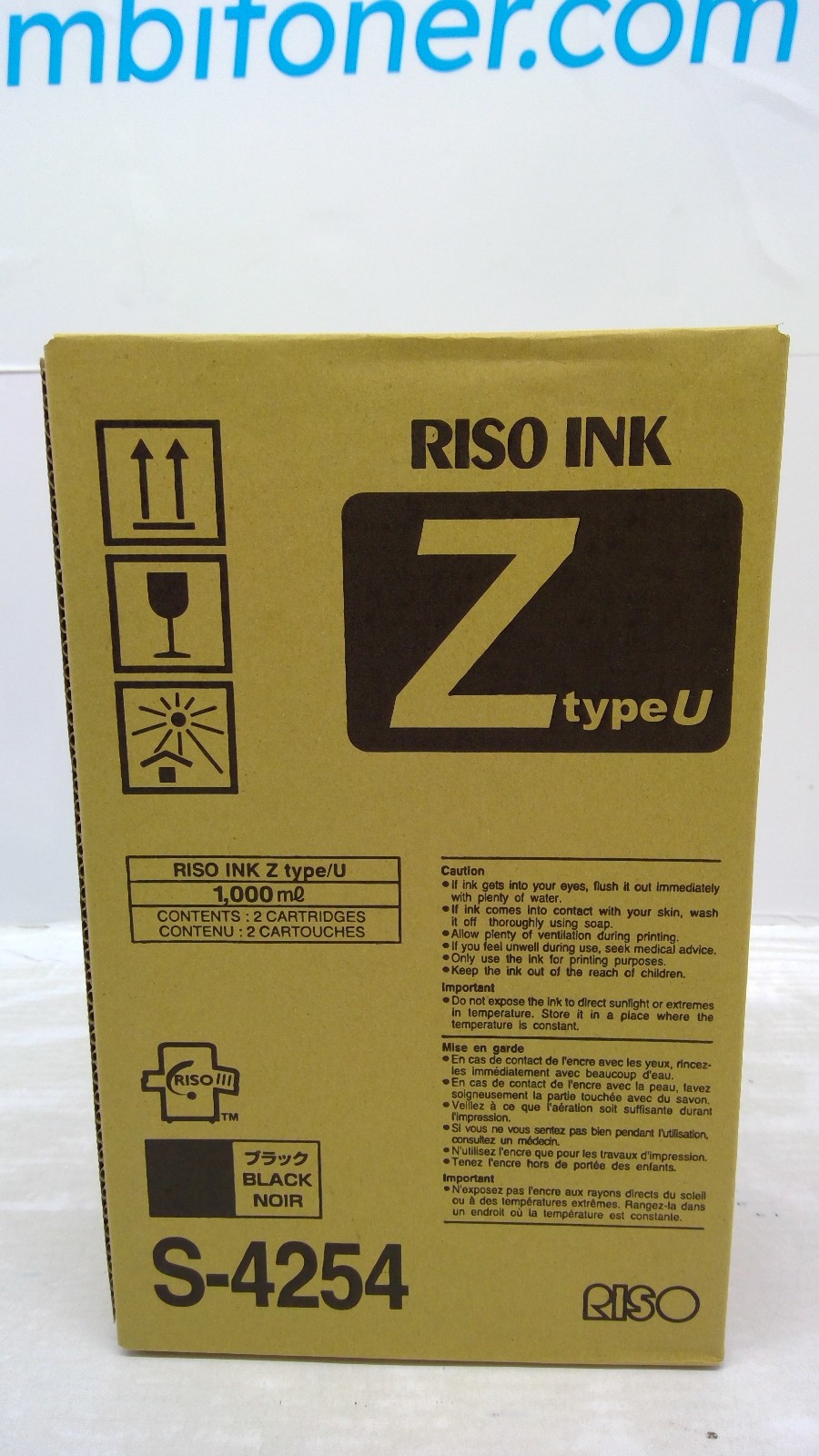 Genuine Riso EZ220/SF9450 Black Ink Cartridge (Carton of 2) S4254 S-8113UA
