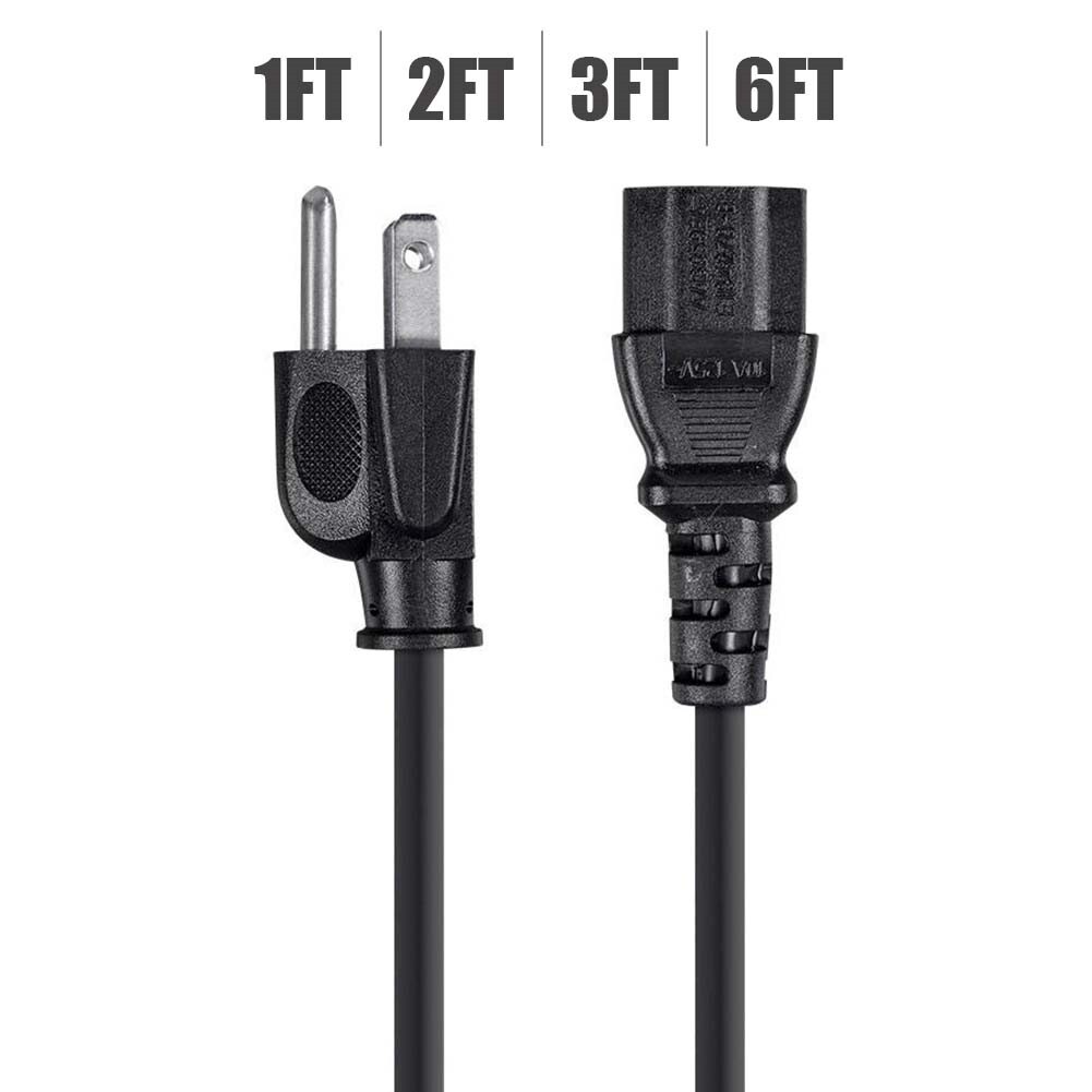 1 2 3 6FT Power Cable Cord NEMA 5-15P Male to IEC 320 C13 Female 3-Prong 18AWG