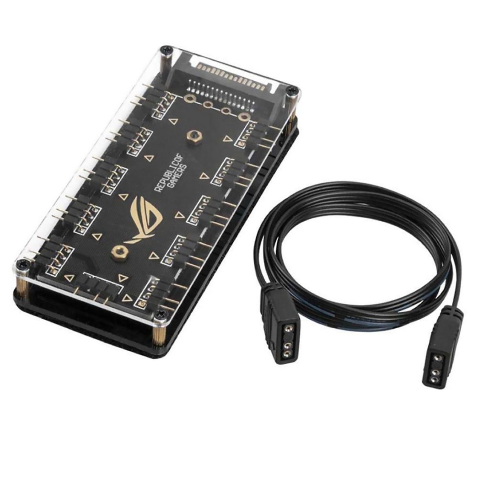5V 3-Pin RGB 10 Hub Splitter SATA Power 3pin ARGB Adapter Extension Cable H