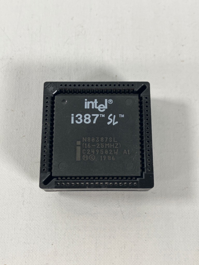 1987 Vintage Intel i387 SL Math Coprocessor w/ PLCC Socket Adapter Retro