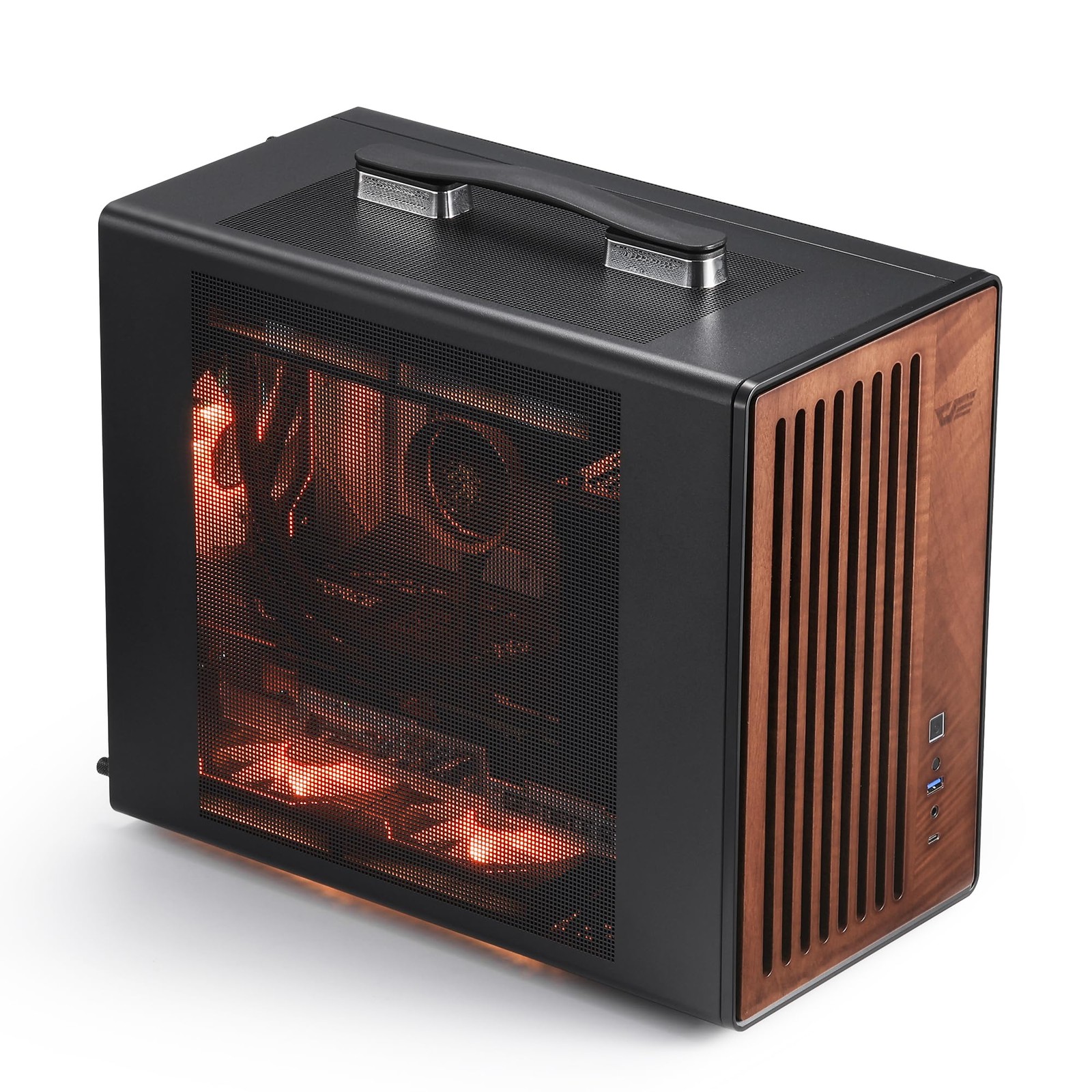 darkFlash WD200 Portable Micro-ATX PC Case – Premium Walnut Wood Design, High