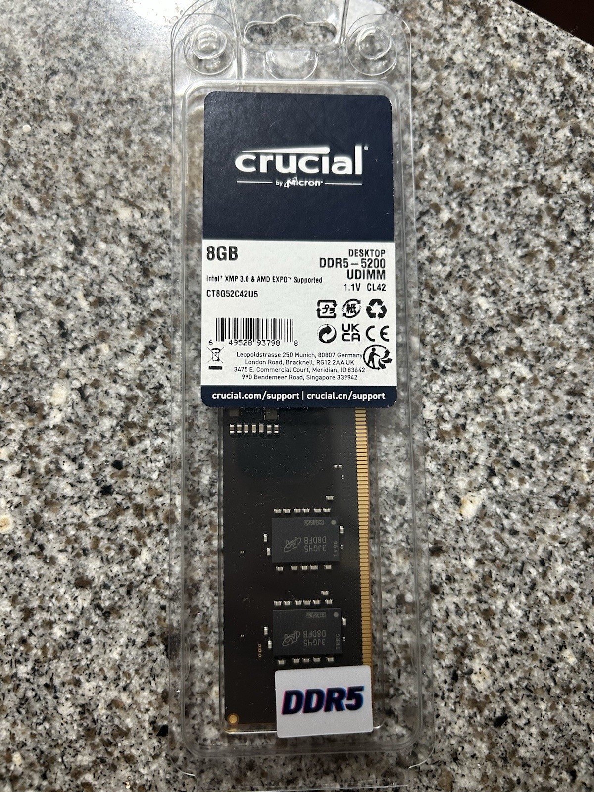 8GB UDIMM DDR5 5200MHz RAM CT8G52C42U5 Compatible Memory