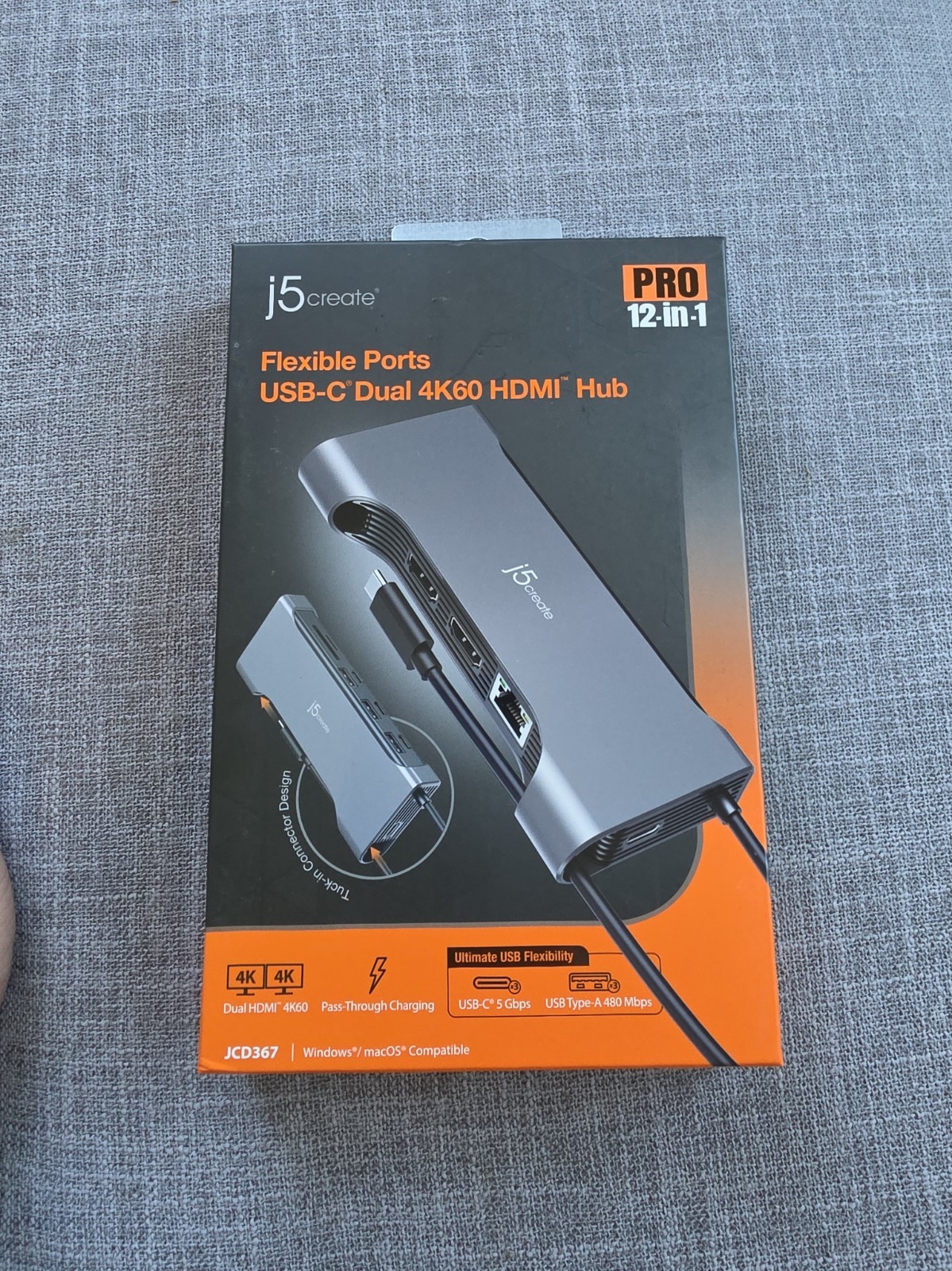 j5create Flexible Ports USB-C® Dual 4K60 HDMI™ Hub Pro (12-in-1) Brand New
