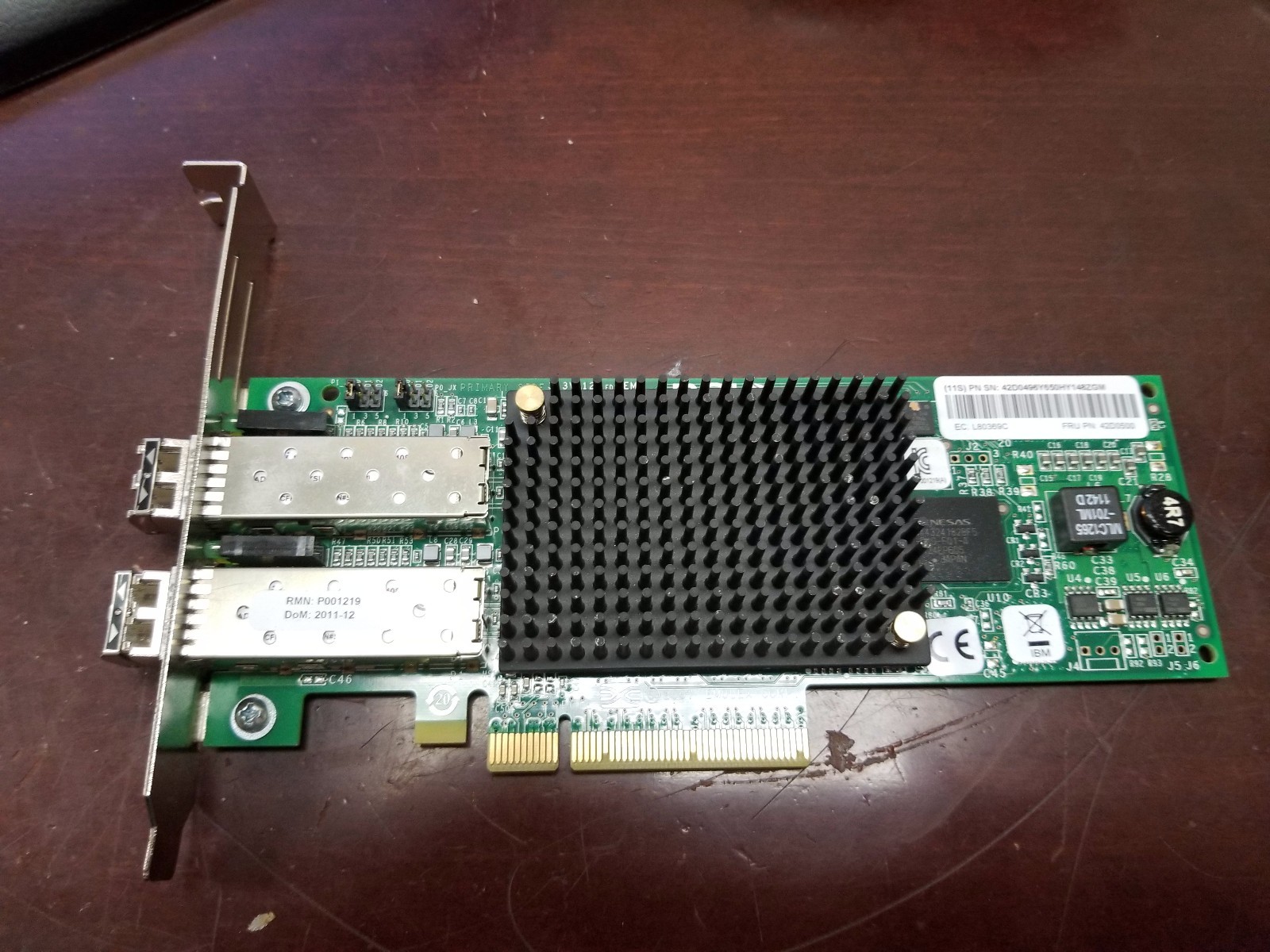 IBM 42D0500 Emluex LPE12002 8GB PCIe Dual Channel HBA Card with 2 Finisar SFP