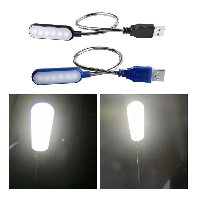 1pc Mini USB LED Book Light 6 LED Flexible Gooseneck Reading Lamp 31cm