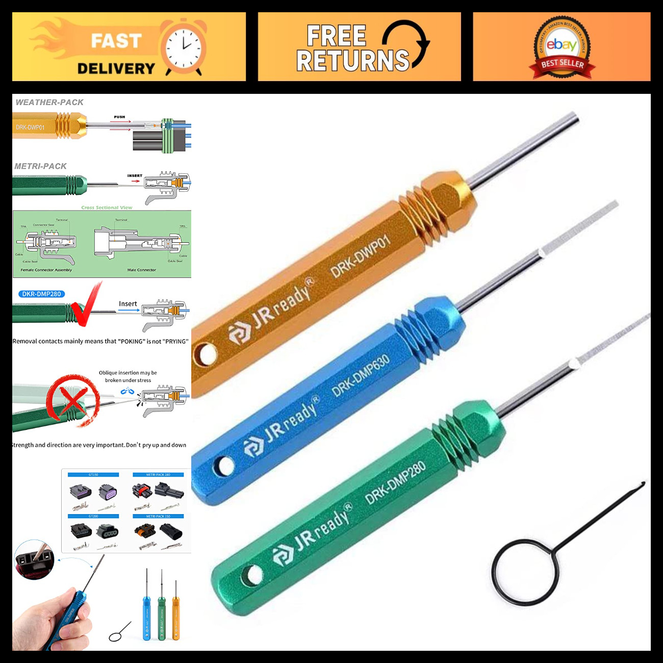 Pin Removal Tool Kit for Weather Pack & Metri Pack Connectors, Crimp Pins & Term