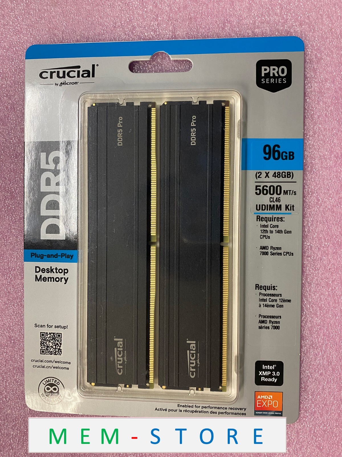Crucial Pro CP2K48G56C46U5 96GB Kit 2x48GB DDR5 5600MHz UDIMM Desktop RAM Memory