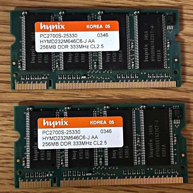 Hynix 512MB (2x256MB) PC2700S DDR-333 DDR SO-DIMM CL2.5 HYMD232M646C6