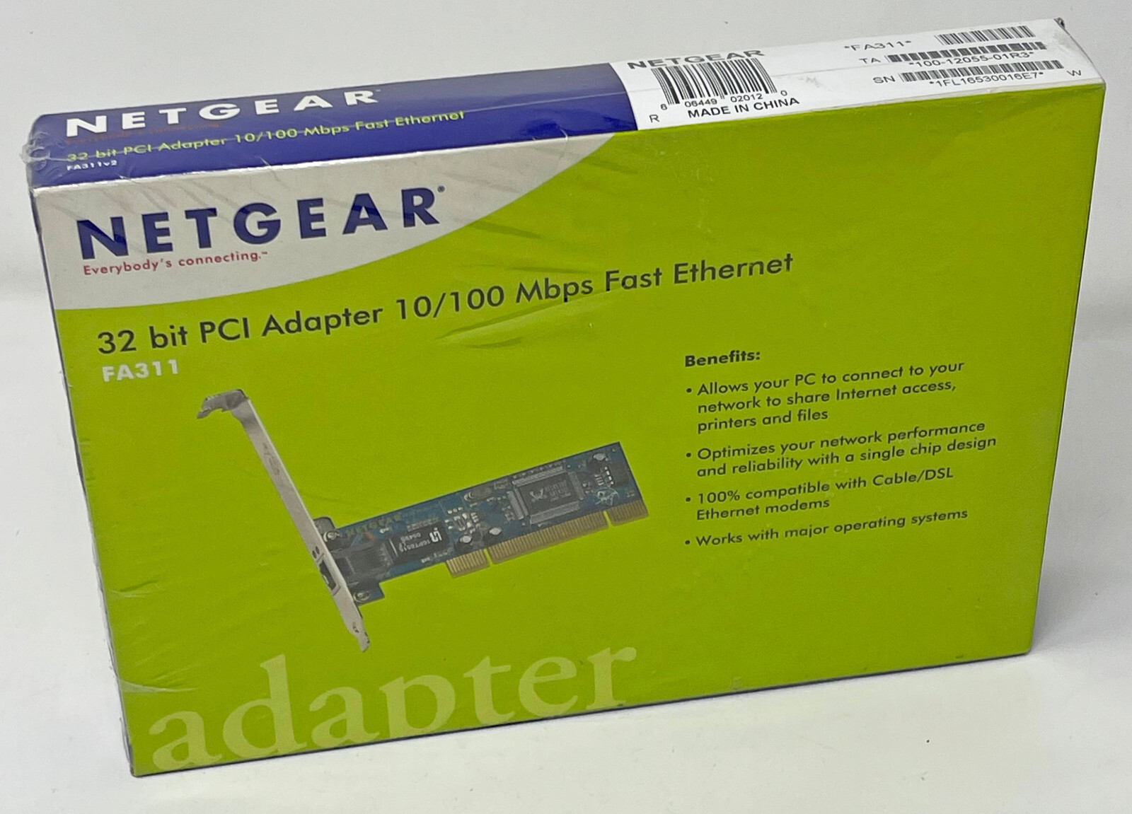 Netgear 32 Bit PCI Network Interface NIC Card 10/100 Mbps Fast Ethernet New