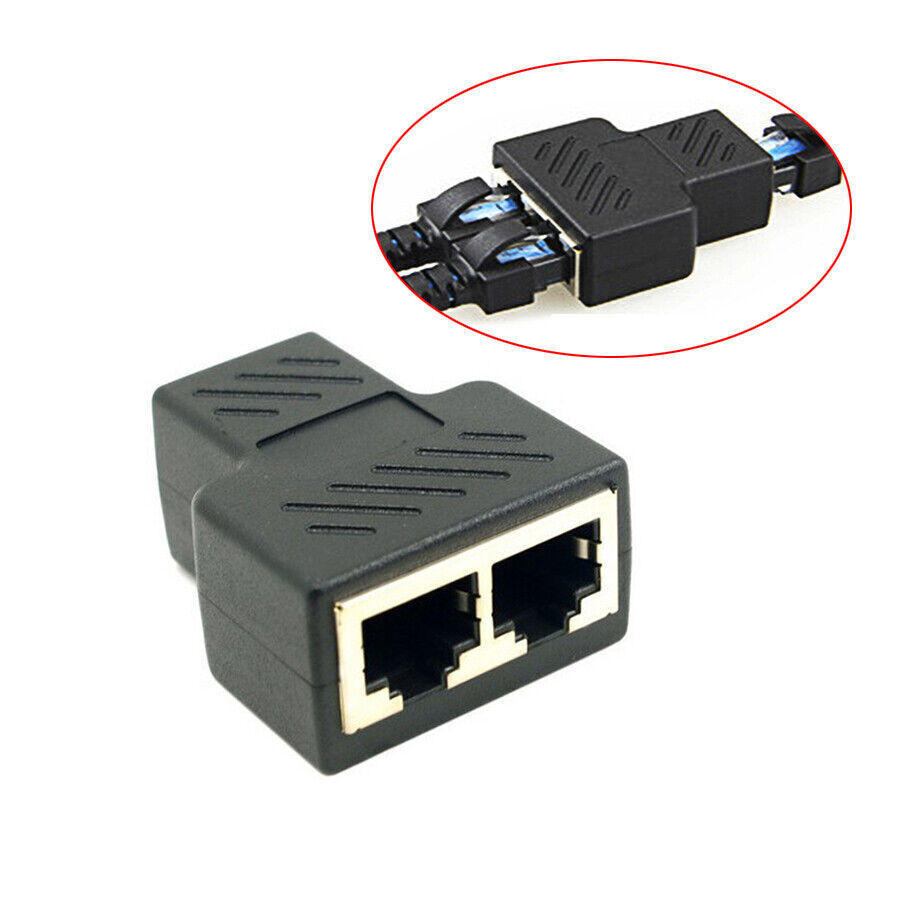 1pc RJ45 Splitter Adapter 1 In to 2 Ways Dual Female Out Port For ADSL Router TV