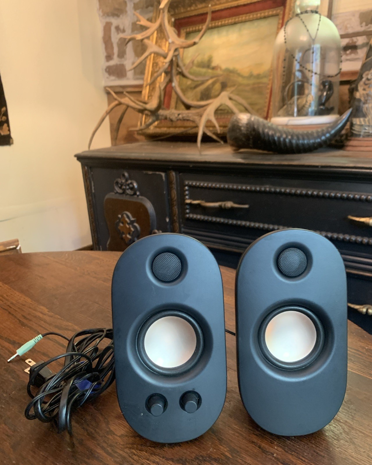 onn AC Powered Computer Speakers with Volume and Bass Controls, 7.32" Height