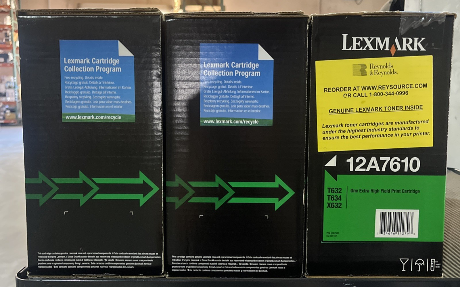 x3 GENUINE LEXMARK 12A7610 EXTRA HIGH YIELD PRINT CARTRIDGE T632 T634