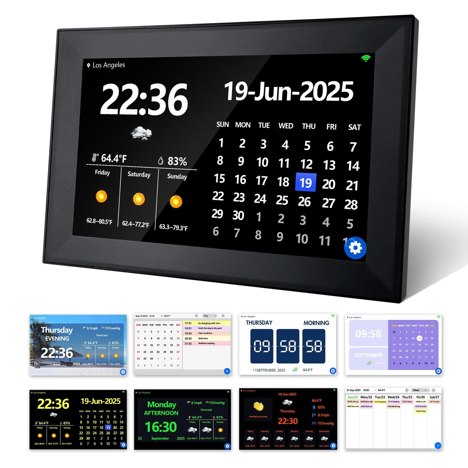 WiFi 10.1 Inch Digital Alarm Clock for Seniors, Large Display with Day/Date S...