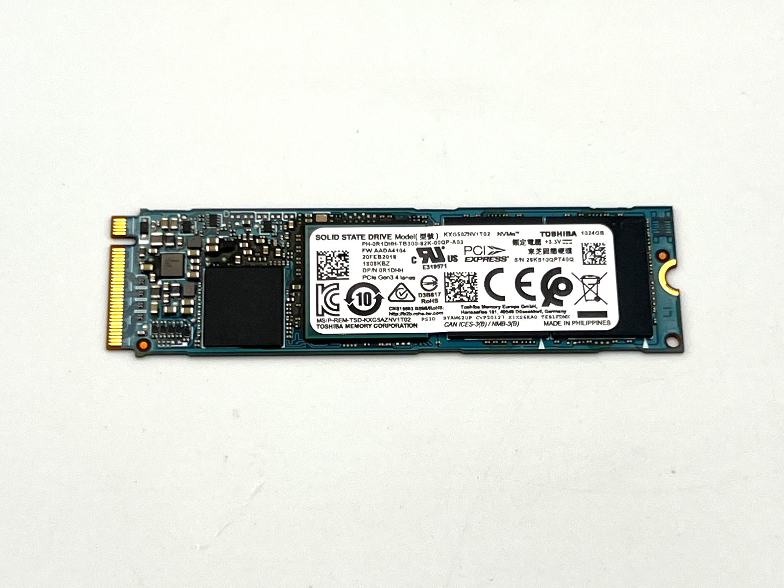 Toshiba Kioxia KXG50ZNV1T02 1TB Gen3 M.2 NVMe SSD