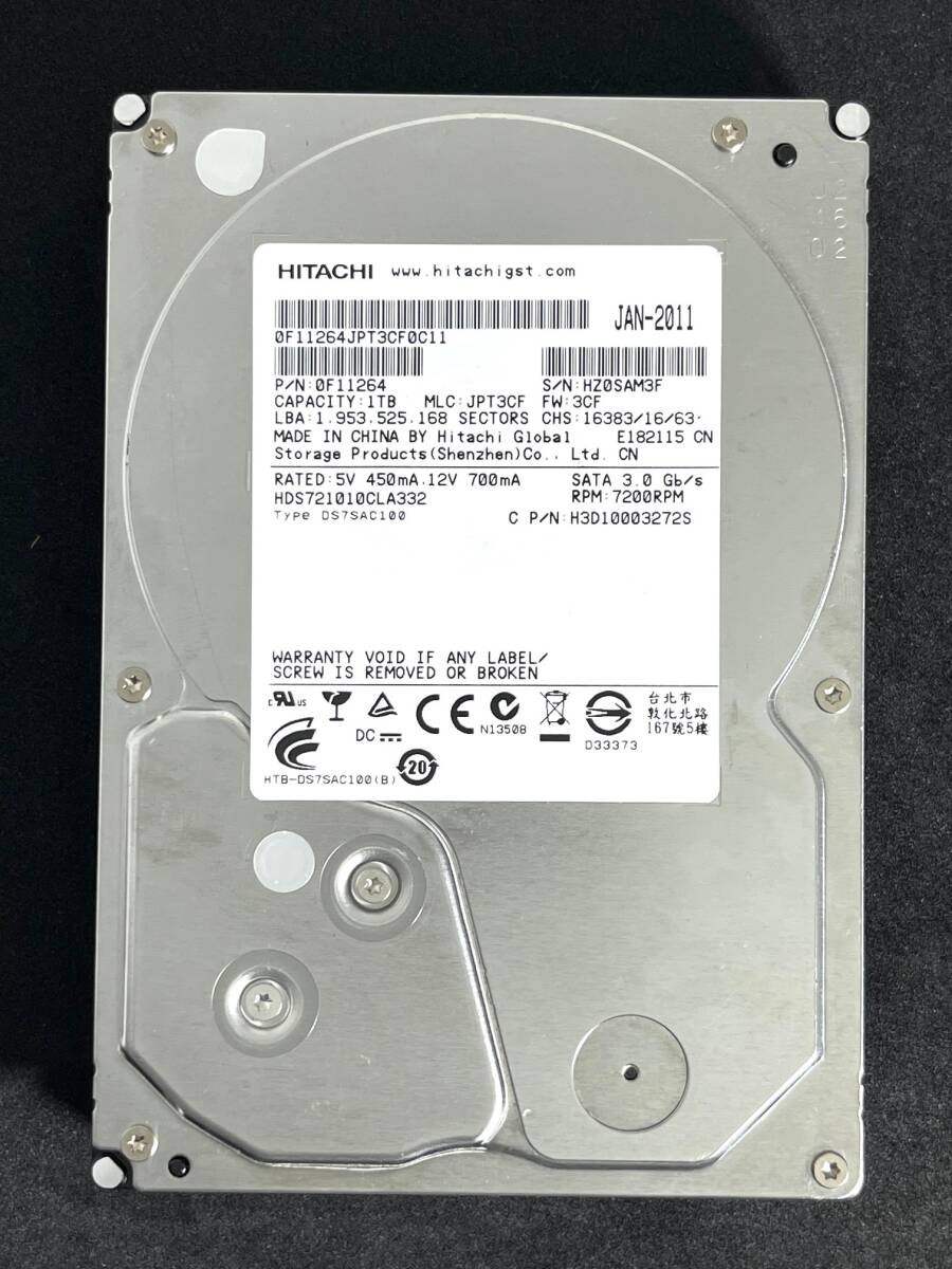 1TB  HITACHI / HDS721010CLA332 Good  Usage: 6586h 3.5-inch Internal HDD SATA AV