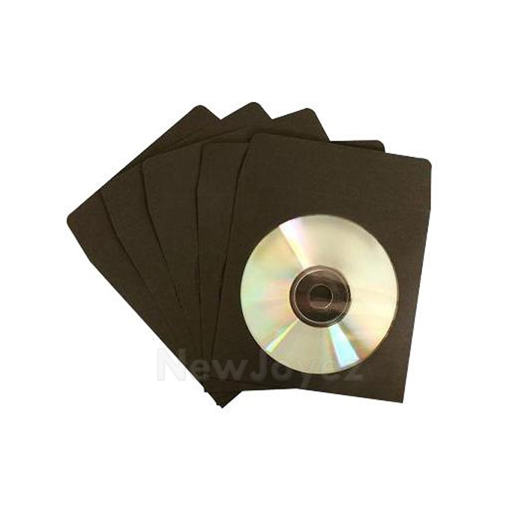 1000 Black CD DVD Paper Sleeve Envelope w/ Window Flap
