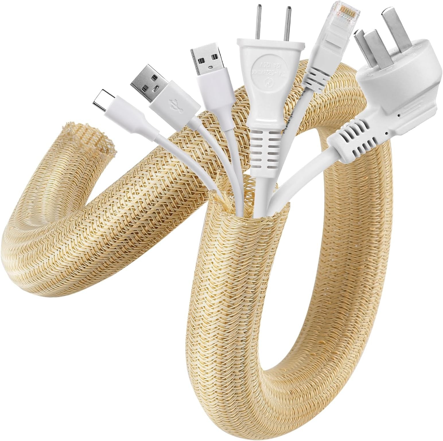 AGPTEK Cable Sleeve, 2 Pack 5ft - 1.2 Inch Cable Management, Desk Cord Cover ...
