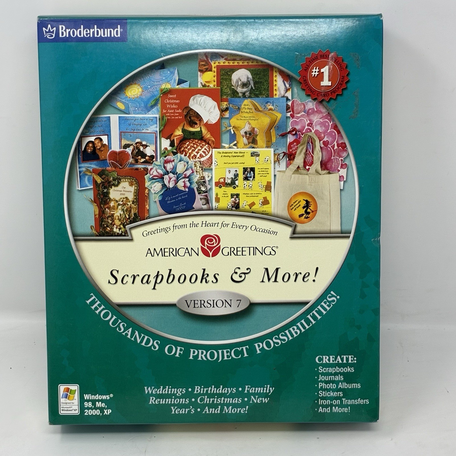 Broderbund American Greetings Scrapbooks & More Ver7 Big Box Retail Win 98 2k XP