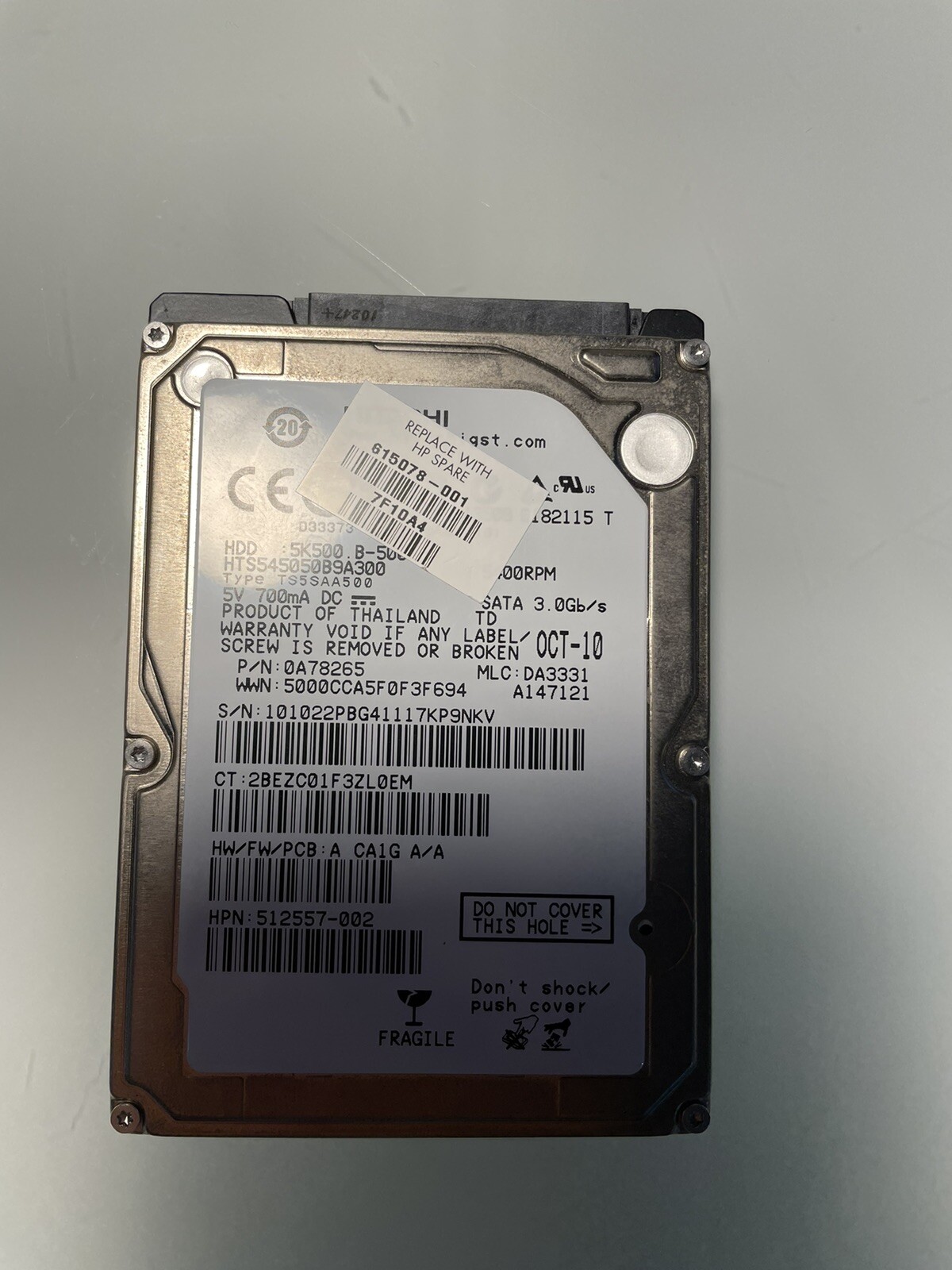 Hitachi Travelstar 5K500.B HTS545050B9A300 500GB Internal 5400RPM 2.5" (0A57915)