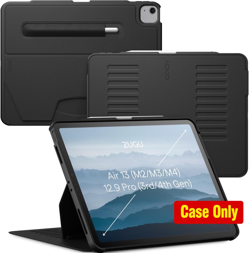 Tablet Case for iPad Air 13 inch, iPad Pro 12.9 Gen 3/4, Black, Lightweight