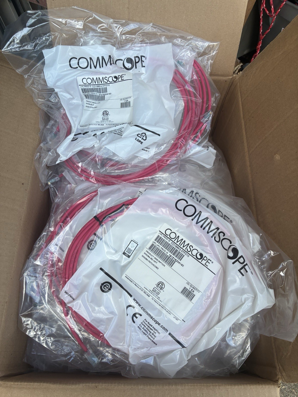 Lot of 49 New Commscope CO199K2-07F010 10ft Patchcord MINO6A-RD-10FT Red